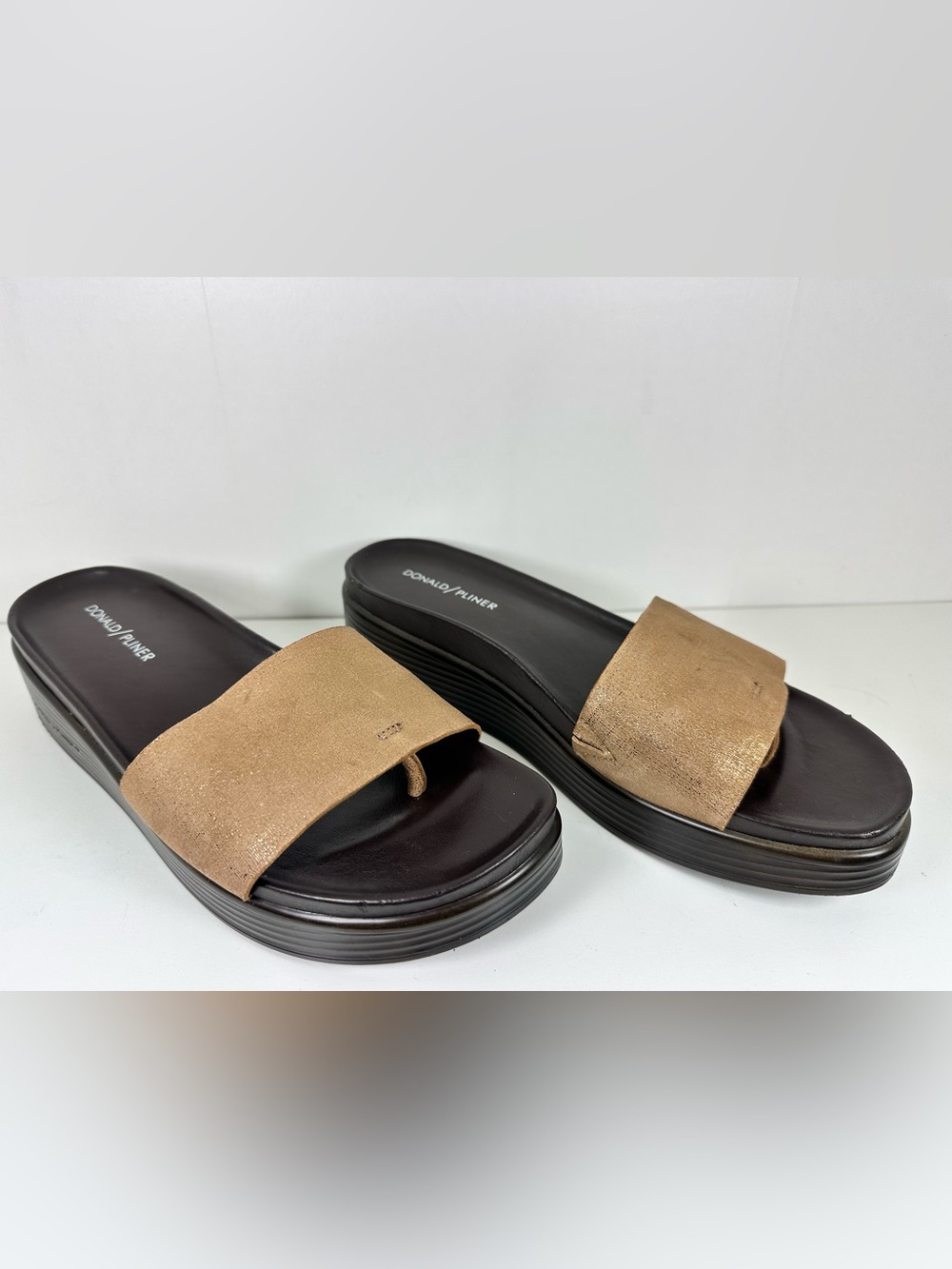 Donald J. Pliner Tan Leather Slide Sandals